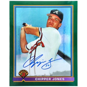 Chipper Jones Atlanta Braves Autographed 2016 Bowman Chrome Rookie Green Jumbo 1991 Reprint Card - Limited Edition of 50