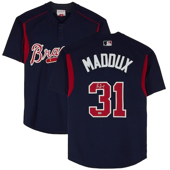 Greg Maddux Atlanta Braves Autographed Fanatics Authentic Navy Mitchell & Ness Replica Jersey