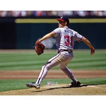 Unsigned Atlanta Braves Greg Maddux Fanatics Authentic Pitches During 1995 Season vs. San Francisco Giants Photograph