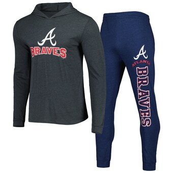 Men's Atlanta Braves Concepts Sport Navy/Charcoal Meter Hoodie & Joggers Set