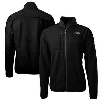 Men's Atlanta Braves Cutter & Buck Black Big & Tall Cascade Eco Sherpa Fleece Full-Zip Jacket