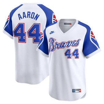 Men's Atlanta Braves Hank Aaron Nike White Throwback Cooperstown Limited Jersey