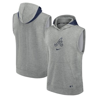 Men's Atlanta Braves Nike Heather Gray Authentic Collection Early Work Performance Sleeveless Pullover Hoodie