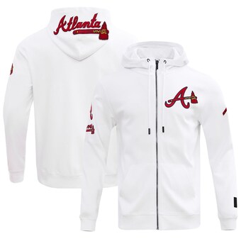 Men's Atlanta Braves Pro Standard White Classic Chenille Double Knit Full-Zip Hoodie