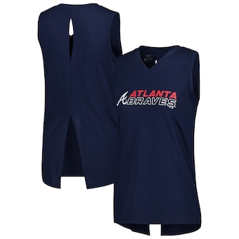 Women's Atlanta Braves  Levelwear Navy Paisley Chase V-Neck Tank Top