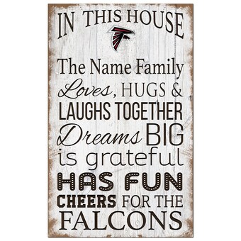 Atlanta Falcons Personalized 11" x 19" In This House Sign