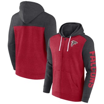 Men's Atlanta Falcons Fanatics Heather Red Down and Distance Full-Zip Hoodie