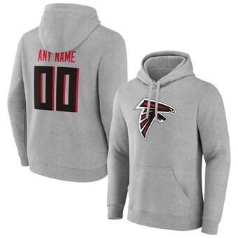 Men's Atlanta Falcons Fanatics Heathered Gray Team Authentic Custom Pullover Hoodie