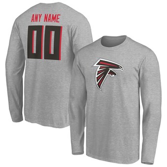 Men's Atlanta Falcons Gray Team Authentic Custom Long Sleeve T-Shirt