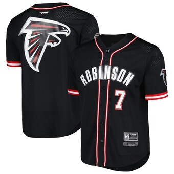 Men's Atlanta Falcons Bijan Robinson Pro Standard Black Mesh Baseball Button-Up T-Shirt