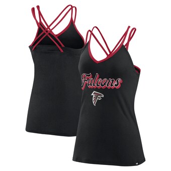 Women's Atlanta Falcons Fanatics Black Go For It Strappy Crossback Tank Top