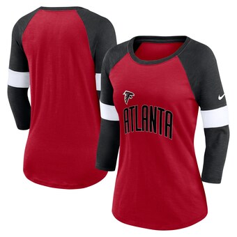 Women's Atlanta Falcons Nike Heathered Red/Heathered Black Football Pride Slub 3/4 Raglan Sleeve T-Shirt