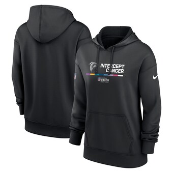 Women's Atlanta Falcons Nike Black 2022 NFL Crucial Catch Therma Performance Pullover Hoodie