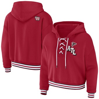 Women's Atlanta Falcons WEAR by Erin Andrews Red Lace-Up Pullover Hoodie