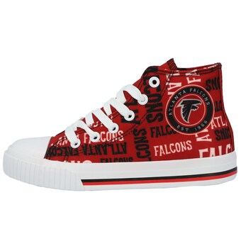 Youth Atlanta Falcons FOCO Red Repeat Wordmark High Top Canvas Allover Sneakers