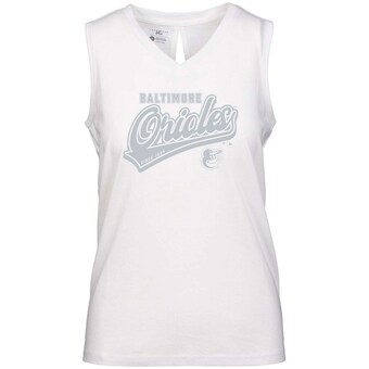 Women's Baltimore Orioles  Levelwear White  Paisley Sweep V-Neck Tank Top