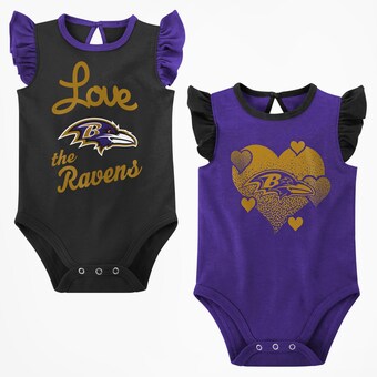 Girls Newborn & Infant Baltimore Ravens Purple/Black Spread the Love 2-Pack Bodysuit Set