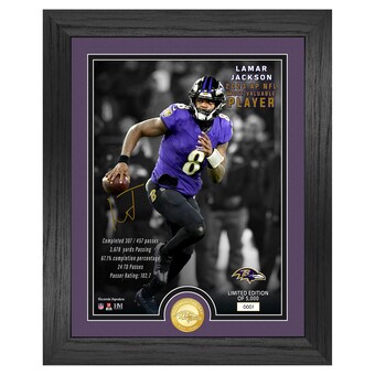 Baltimore Ravens Lamar Jackson Highland Mint 13" x 16" 2023 NFL MVP Bronze Coin Photo Mint