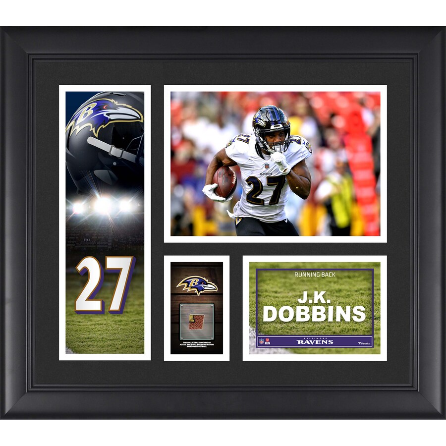 Baltimore Ravens J.K. Dobbins Fanatics Authentic Framed 15" x 17" Player Collage with a Piece of Game-Used Ball