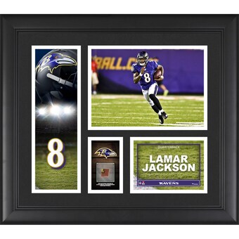 Baltimore Ravens Lamar Jackson Fanatics Authentic Framed 15" x 17" Player Collage with a Piece of Game-Used Ball