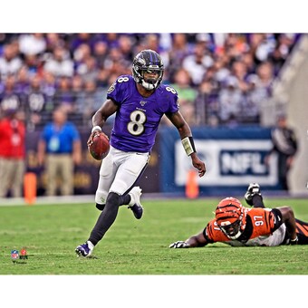 Unsigned Baltimore Ravens Lamar Jackson Fanatics Authentic Elusive Running Photograph