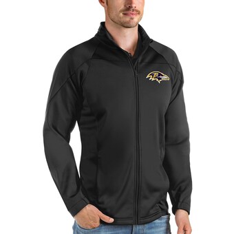 Men's Baltimore Ravens Antigua Black Links Full-Zip Golf Jacket