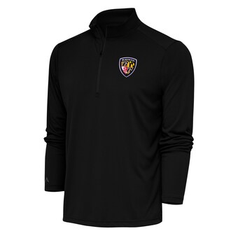 Men's Baltimore Ravens Antigua Black Team Logo Throwback Tribute Quarter-Zip Pullover Top