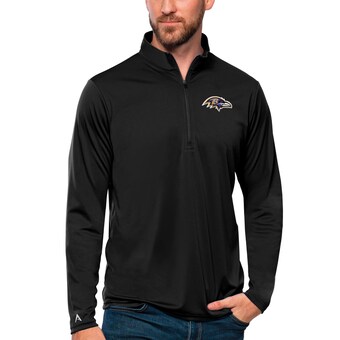 Men's Baltimore Ravens Antigua Black Tribute Quarter-Zip Lightweight Pullover Top