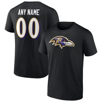 Men's Baltimore Ravens Black Team Authentic Personalized Name & Number T-Shirt