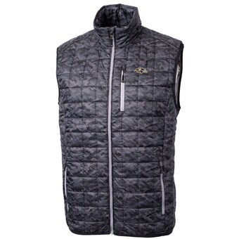 Men's Baltimore Ravens Cutter & Buck Black Rainier Printed Full-Zip Puffer Vest