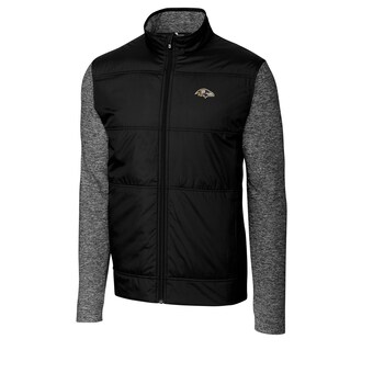 Men's Baltimore Ravens Cutter & Buck Black/Charcoal Stealth Big & Tall Full-Zip Jacket