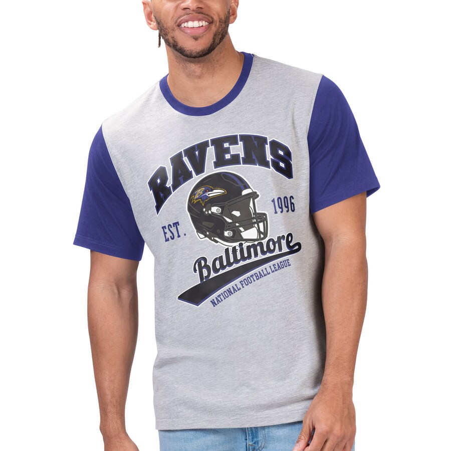 Men's Baltimore Ravens G-III Sports by Carl Banks Heather Gray Black Label T-Shirt