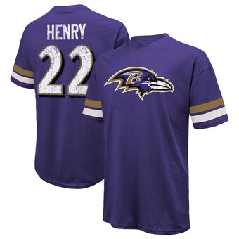 Men's Baltimore Ravens Derrick Henry Majestic Threads Purple Name & Number Oversized T-Shirt