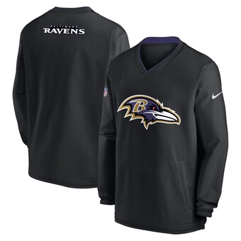 Men's Baltimore Ravens Nike Black Sideline V-Neck Pullover Windbreaker