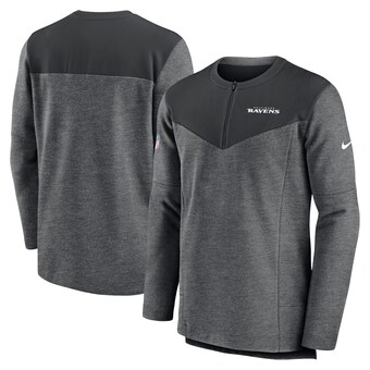 Men's Baltimore Ravens Nike Charcoal Sideline Lockup Performance Quarter-Zip Top