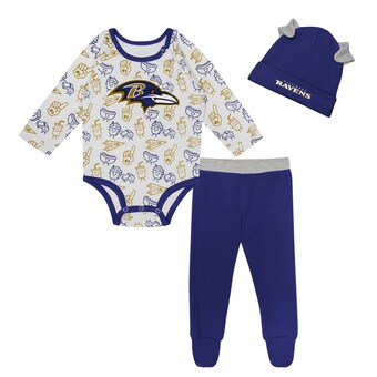 Newborn & Infant Baltimore Ravens Little Champ Long Sleeve Bodysuit, Pants & Cuffed Knit Hat 3-Piece Set