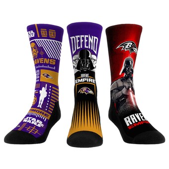 Baltimore Ravens Stormtrooper & Darth Vader Rock Em Socks Three-Pack Star Wars Crew Socks Set