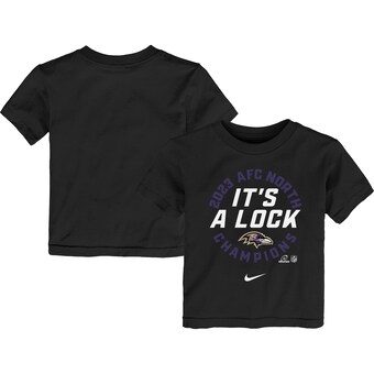 Toddler Baltimore Ravens  Nike Black 2023 AFC North Division Champions Locker Room Trophy Collection T-Shirt
