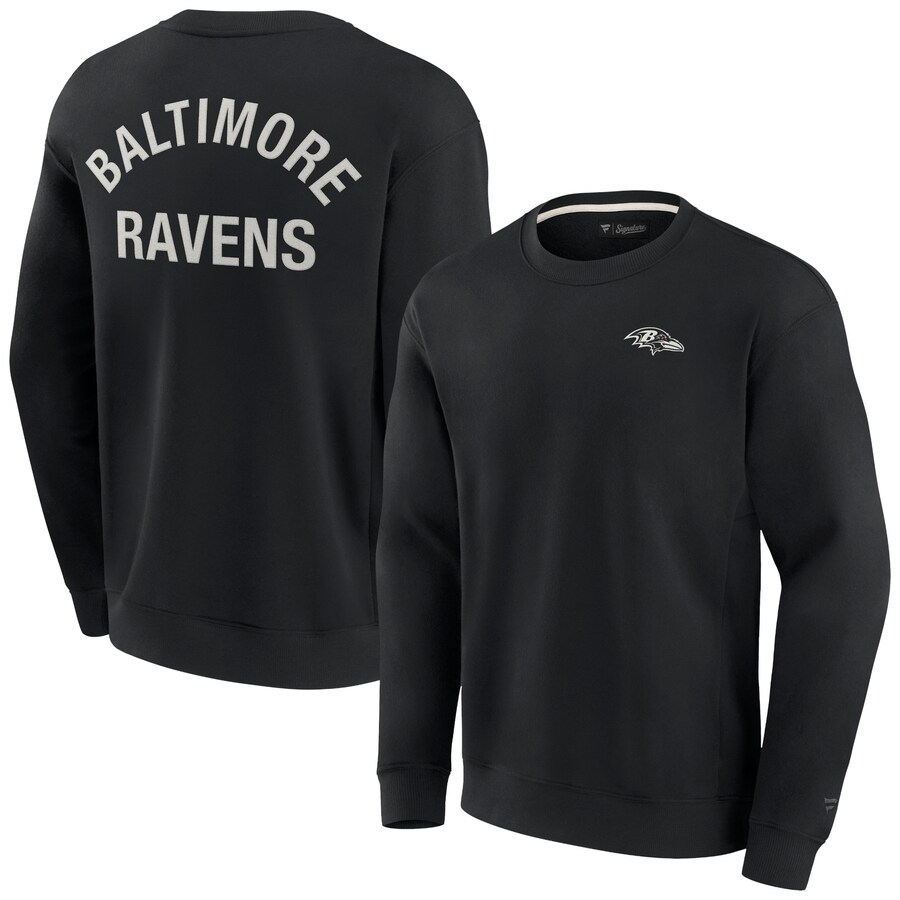 Unisex Baltimore Ravens Fanatics Black Super Soft Pullover Crew Sweatshirt