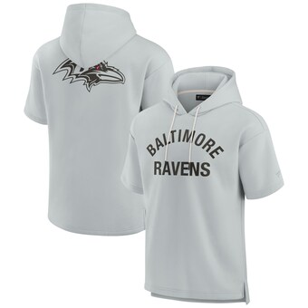 Unisex Baltimore Ravens Fanatics Gray Elements Super Soft Fleece Short Sleeve Pullover Hoodie
