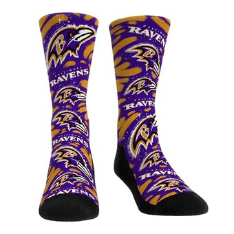 Unisex Baltimore Ravens Rock Em Socks Allover Logo & Paint Crew Socks