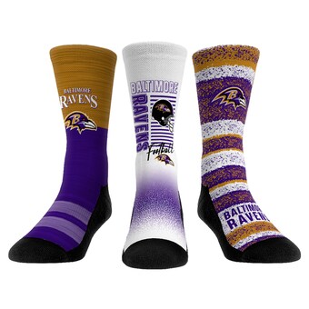 Unisex Baltimore Ravens Rock Em Socks Throwback Three-Pack Crew Sock Set