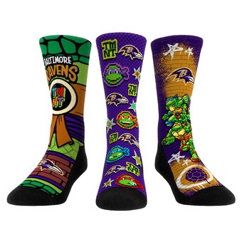 Unisex Baltimore Ravens  Rock Em Socks Purple TMNT Three-Pack Crew Sock Set