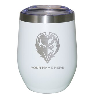 Baltimore Ravens White 12oz. Personalized Etched Stemless Tumbler