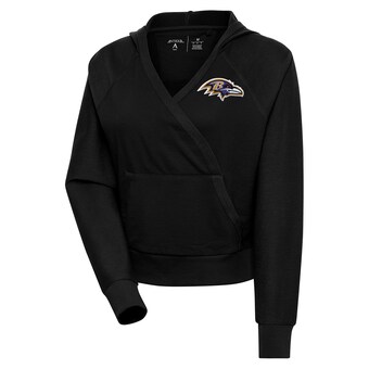 Women's Baltimore Ravens Antigua Black Point Pullover Hoodie