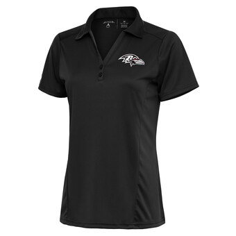 Women's Baltimore Ravens Antigua Charcoal Metallic Logo Tribute Polo