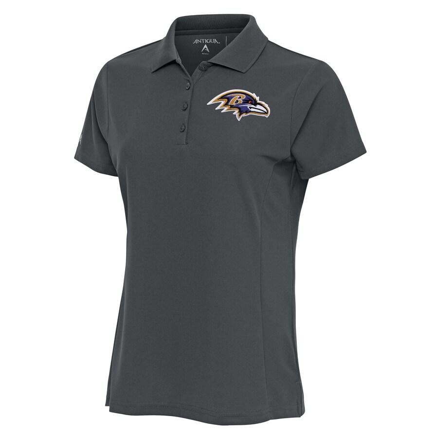 Women's Baltimore Ravens Antigua Charcoal Team Logo Legacy Pique Polo