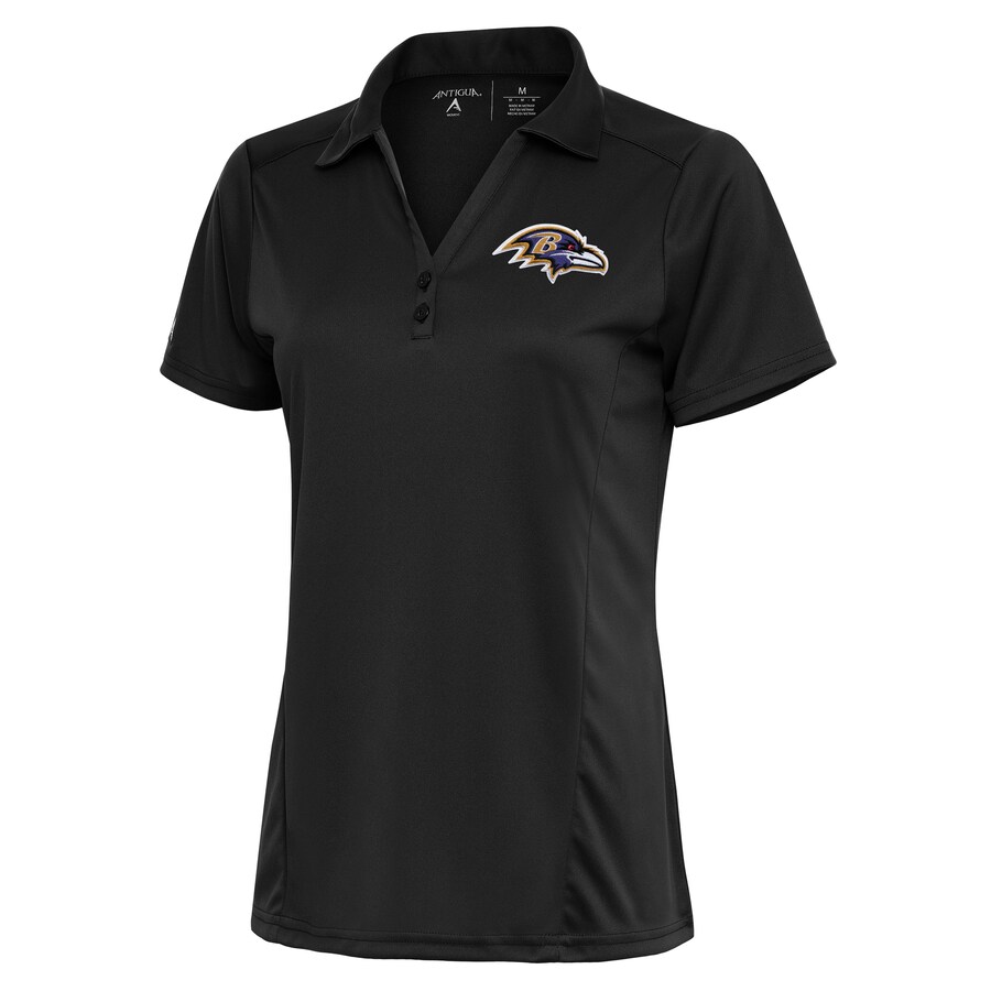 Women's Baltimore Ravens Antigua Charcoal Team Logo Tribute Polo