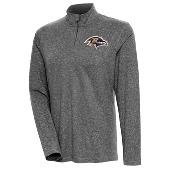 Women's Baltimore Ravens Antigua Heather Black Confront Quarter-Zip Pullover Top