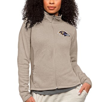 Women's Baltimore Ravens Antigua Oatmeal Course Full-Zip Jacket